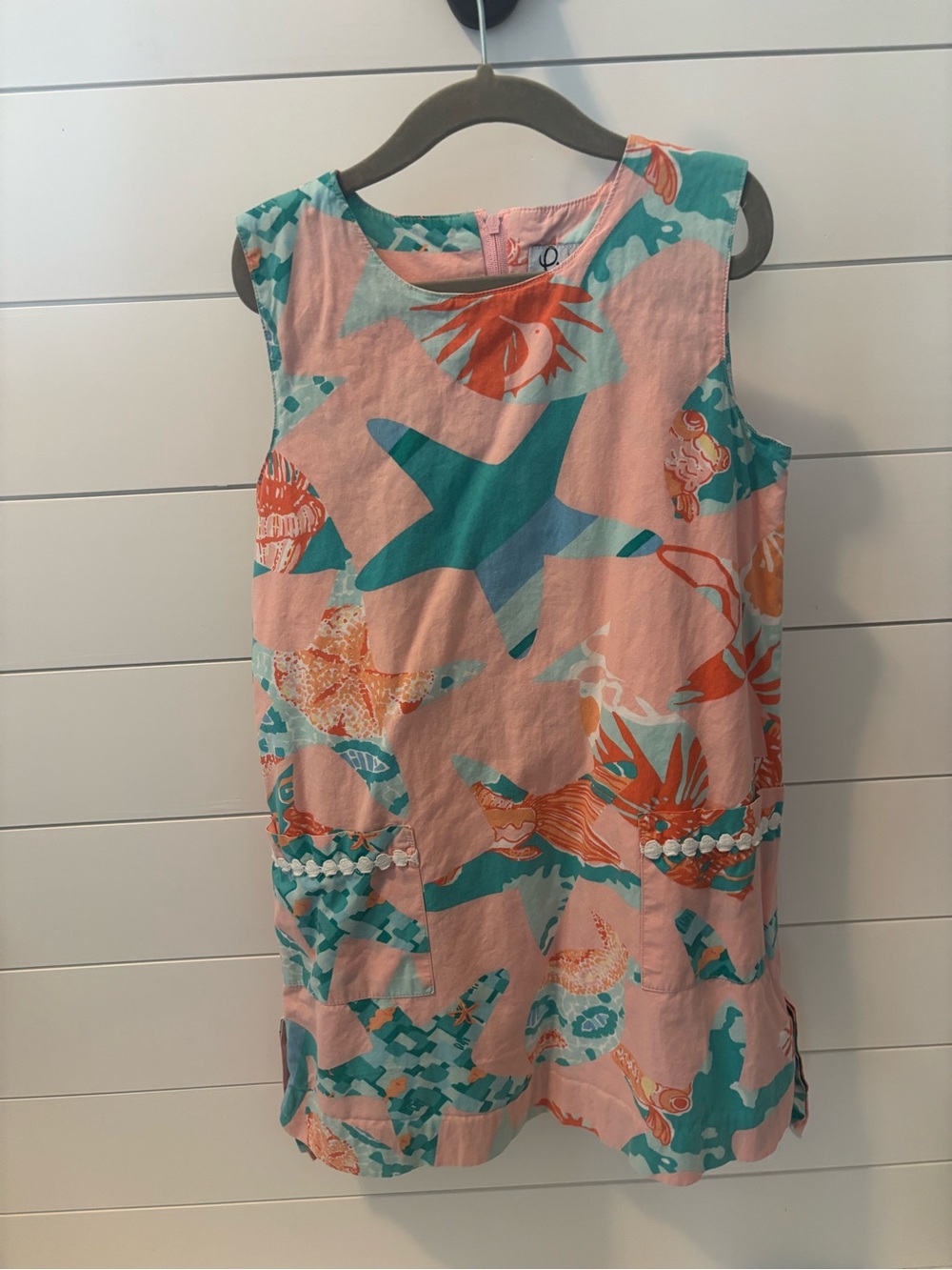 Lilly Pulitzer Pink Dress with Teal & Coral Sea Motif